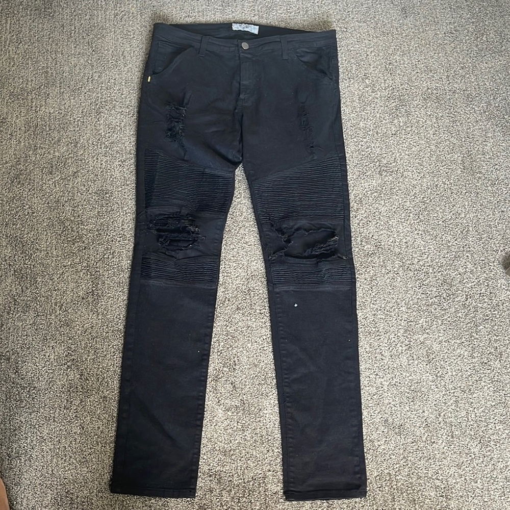 Men’s Golden denim black distressed jeans